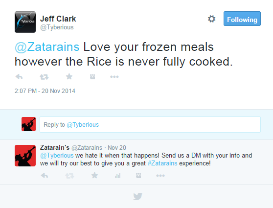 Zatarain's Customer Service Excample