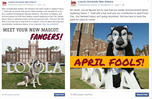 Loyola April Fool Fangers