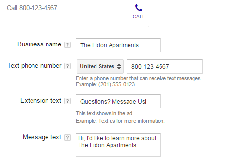 Call extensions and Message extensions